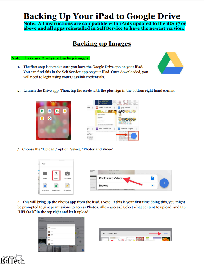 Backing Up iPad to Google Drive UPDATED 4-24-24 page 1
